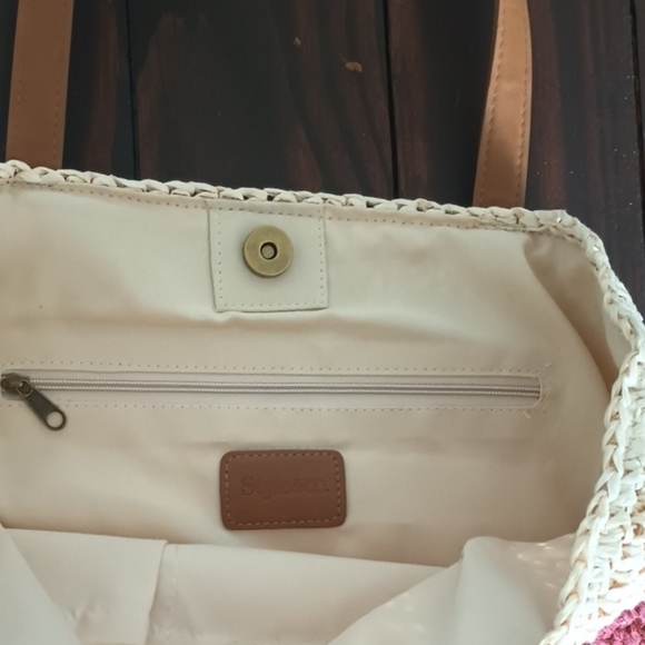 Style And Co Woven American Flag Tote Bag Purse Beach USA - Picture 5 of 9